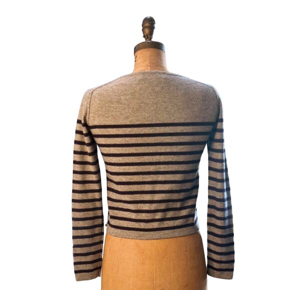 Sonia Rykiel Wool Stripe Sweater Gray Navy Paris Knit Italy 90s Y2K Small - Picture 4 of 7